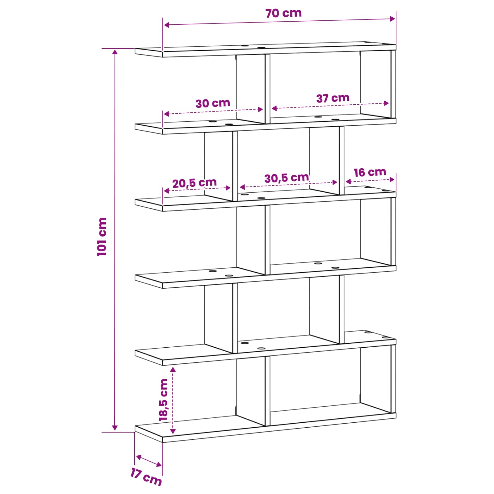 Wall Shelf White Engineered 70x17x101cm