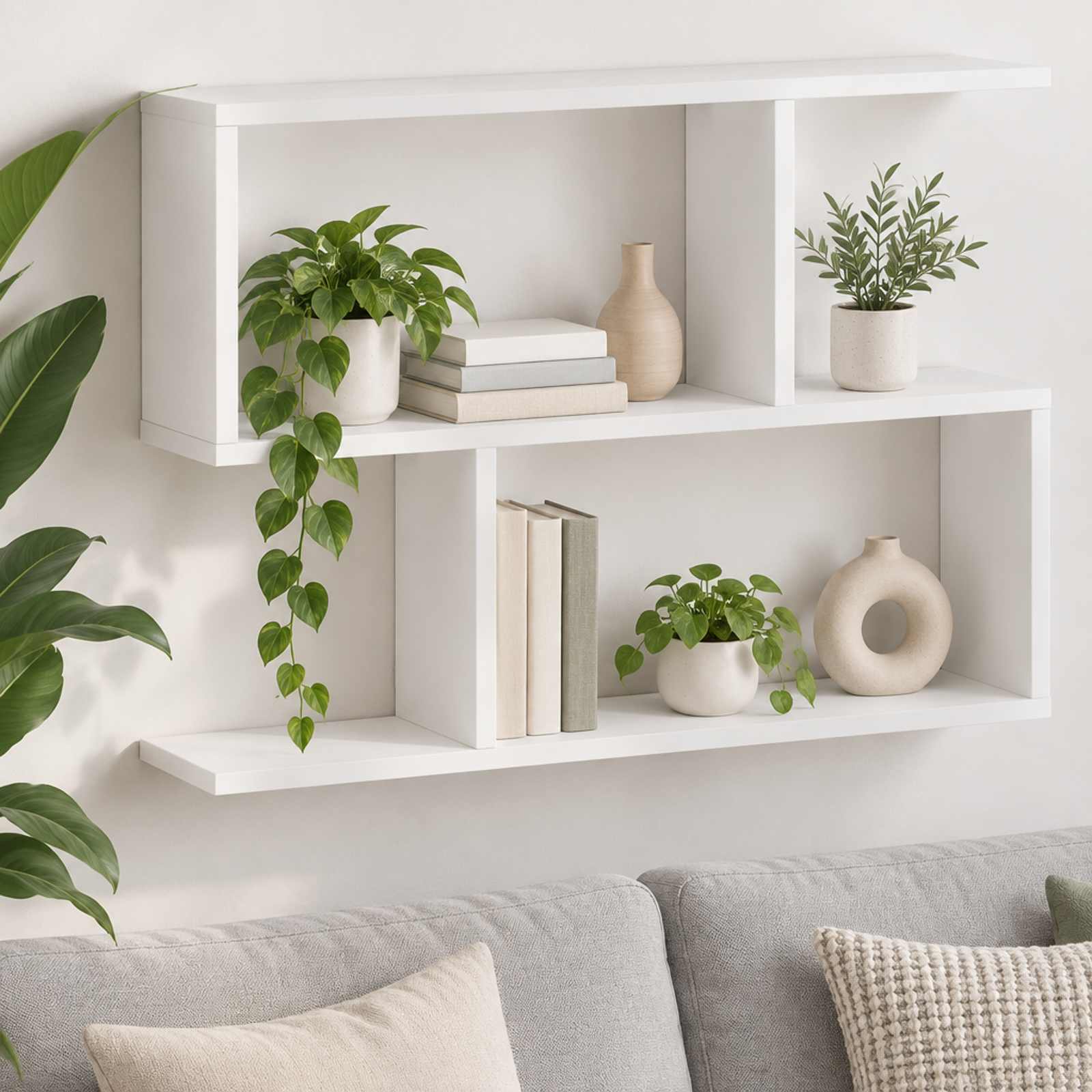 Wall Shelf White Modern 72x17x55.5cm