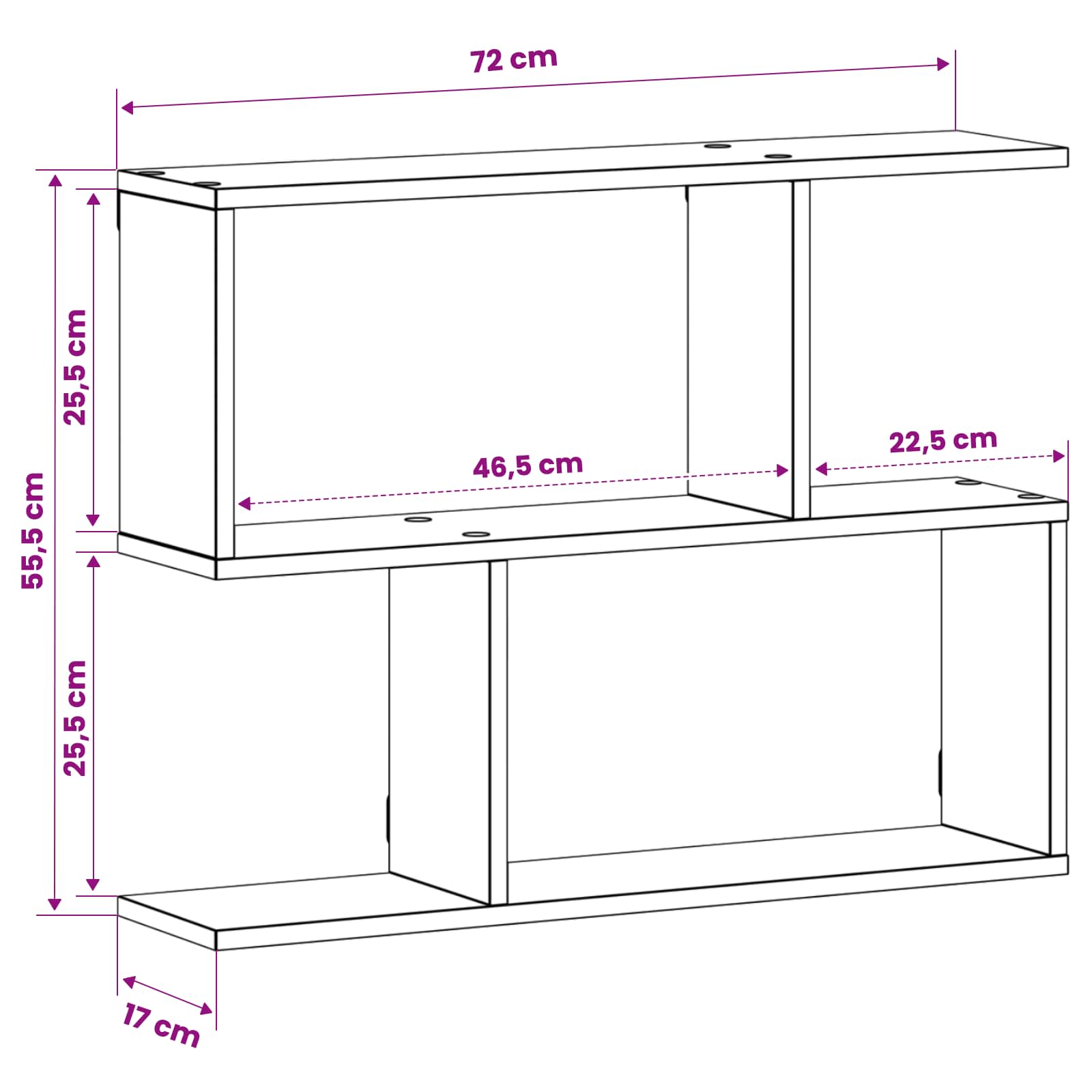 Wall Shelf White Modern 72x17x55.5cm