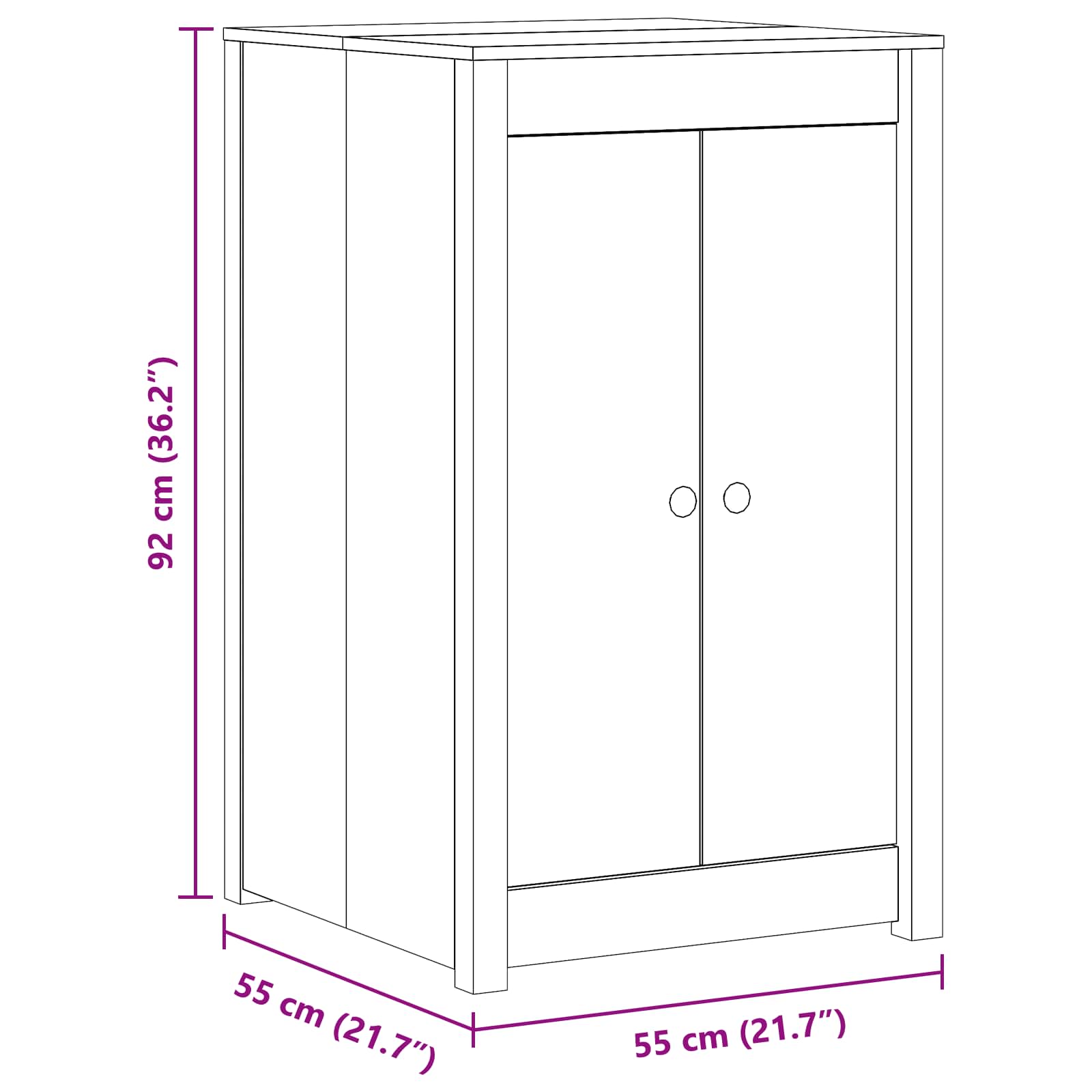 Outdoor Kitchen Cabinet Natural Wood 55x55x92cm