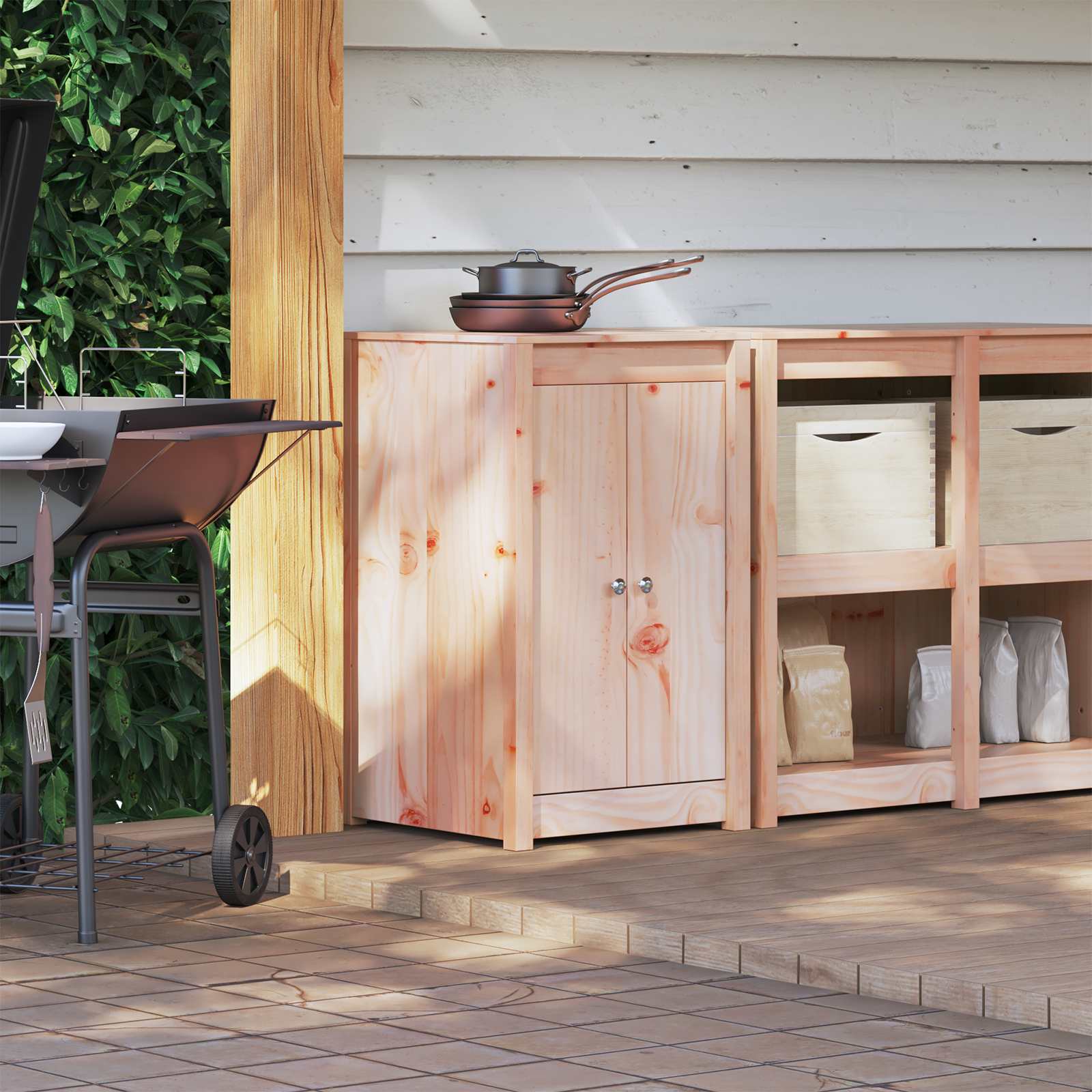 Outdoor Kitchen Cabinet White 55x55x92cm
