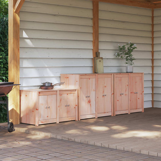 Outdoor Kitchen Cabinet White Solid Wood 106x55x92cm