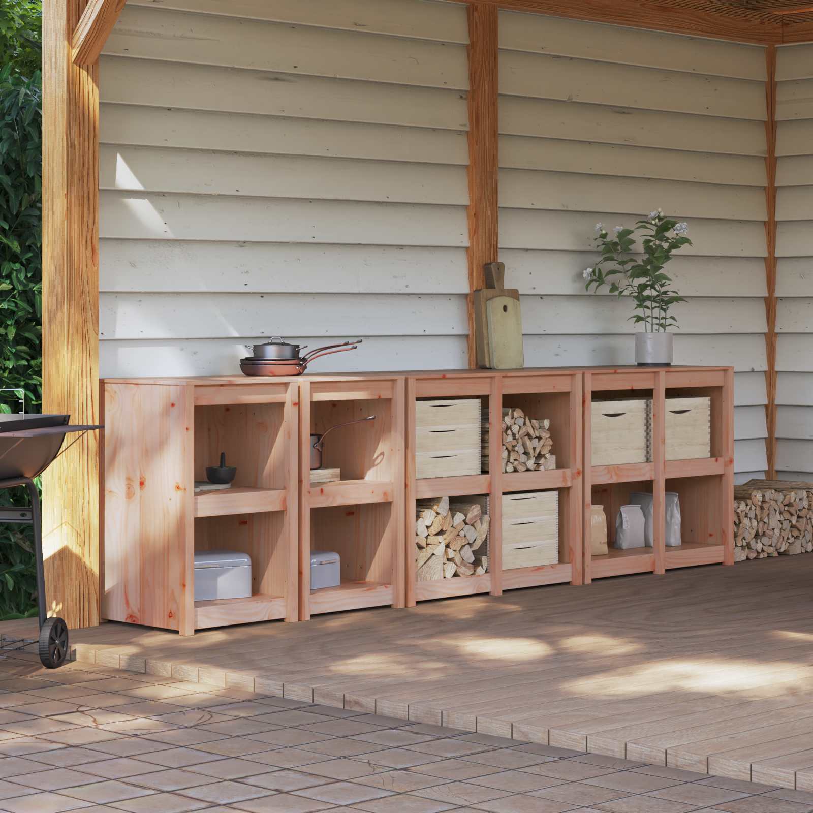 Outdoor Kitchen Cabinet Natural Wood 102.5x47cm