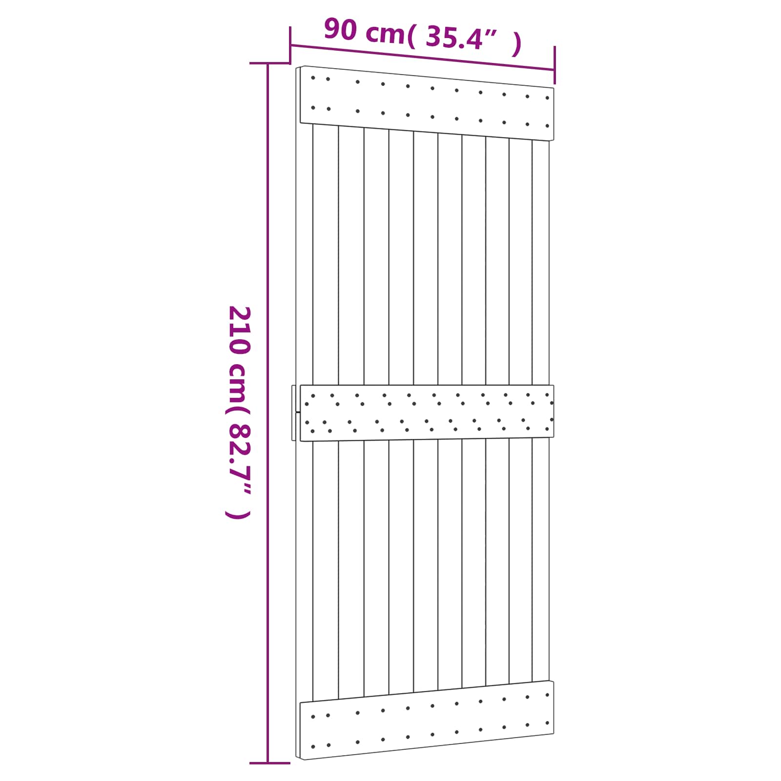Sliding Door Natural Solid Pine 90x210cm