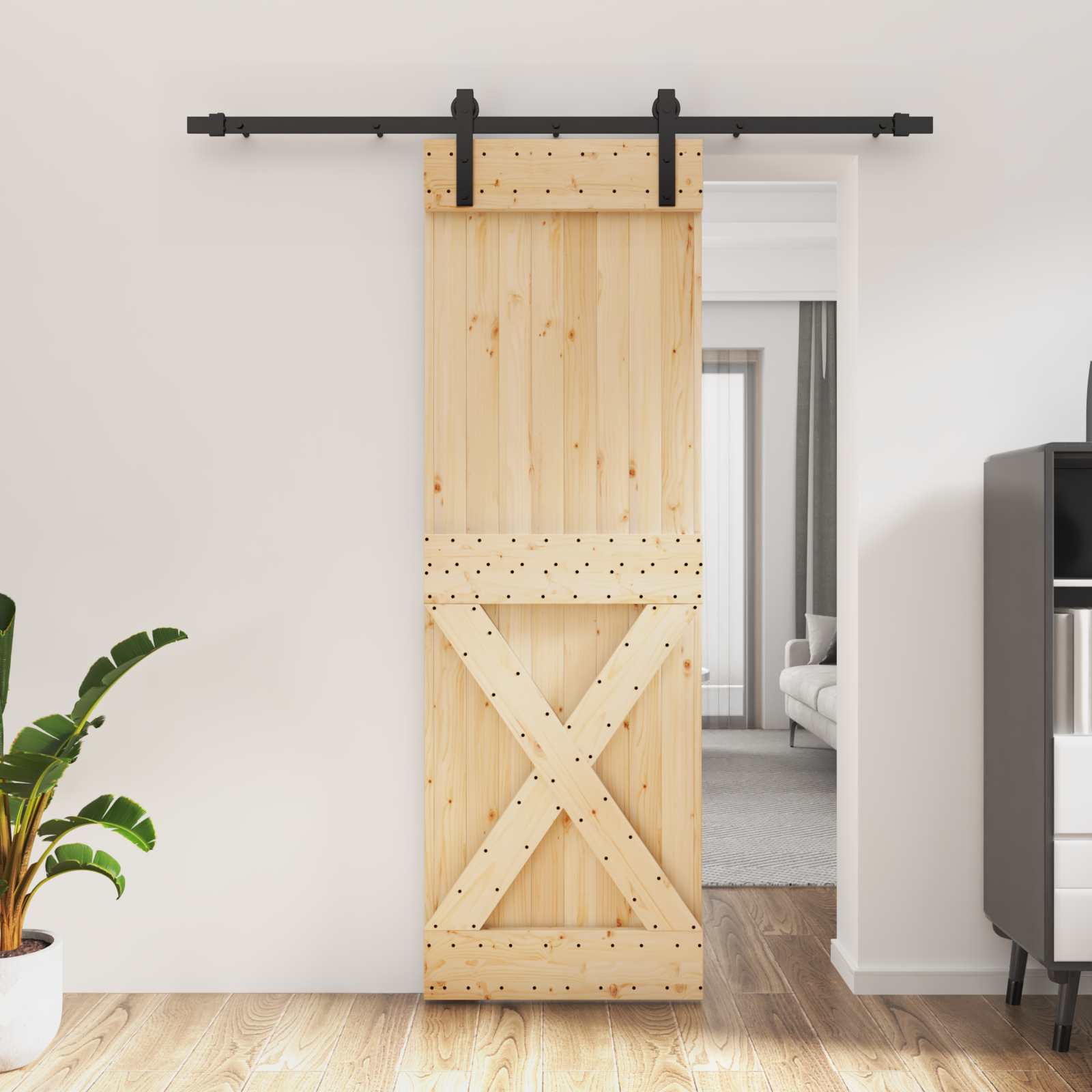 Sliding Door Natural Solid Wood 70x210cm