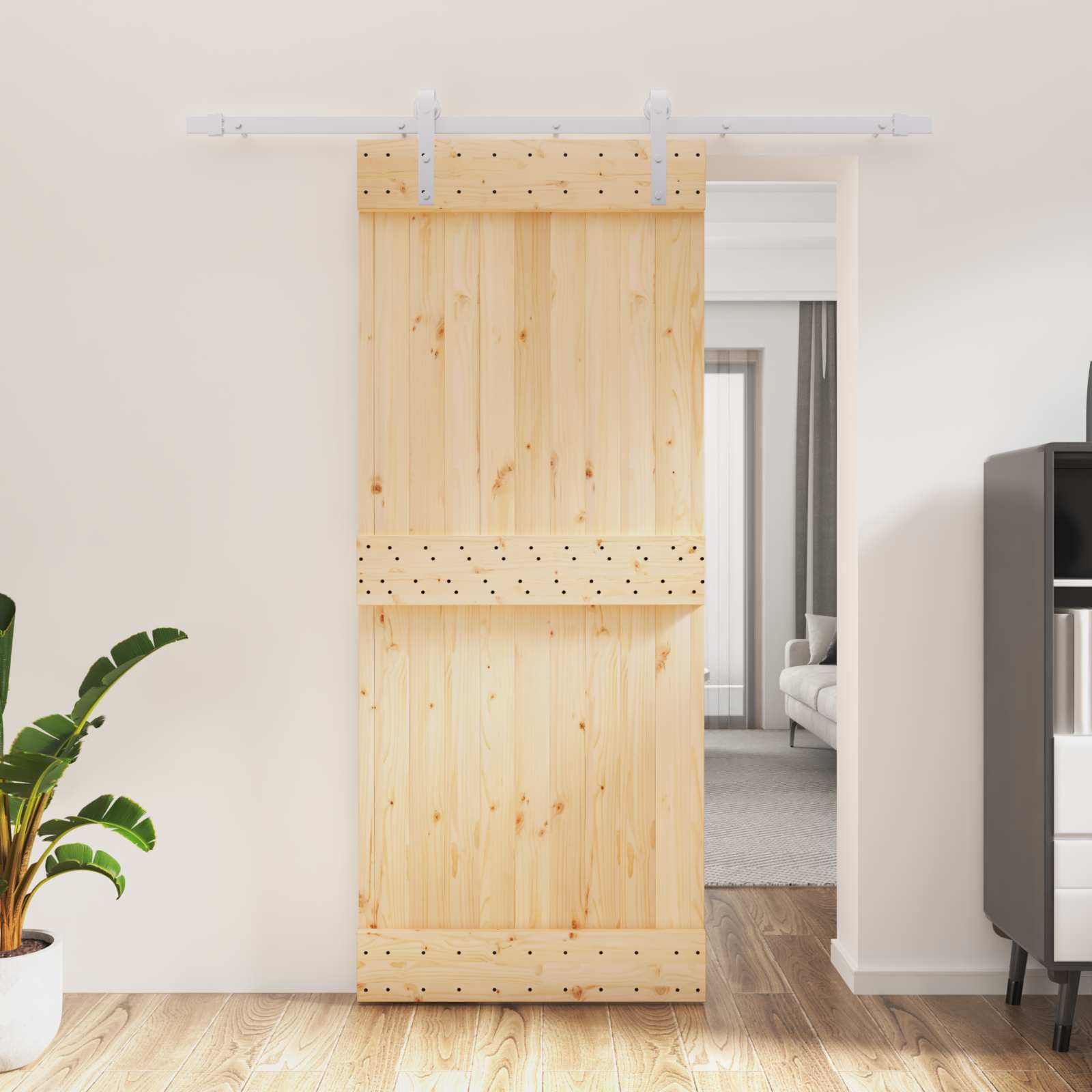 Sliding Door Natural Wood Finish 85x210cm