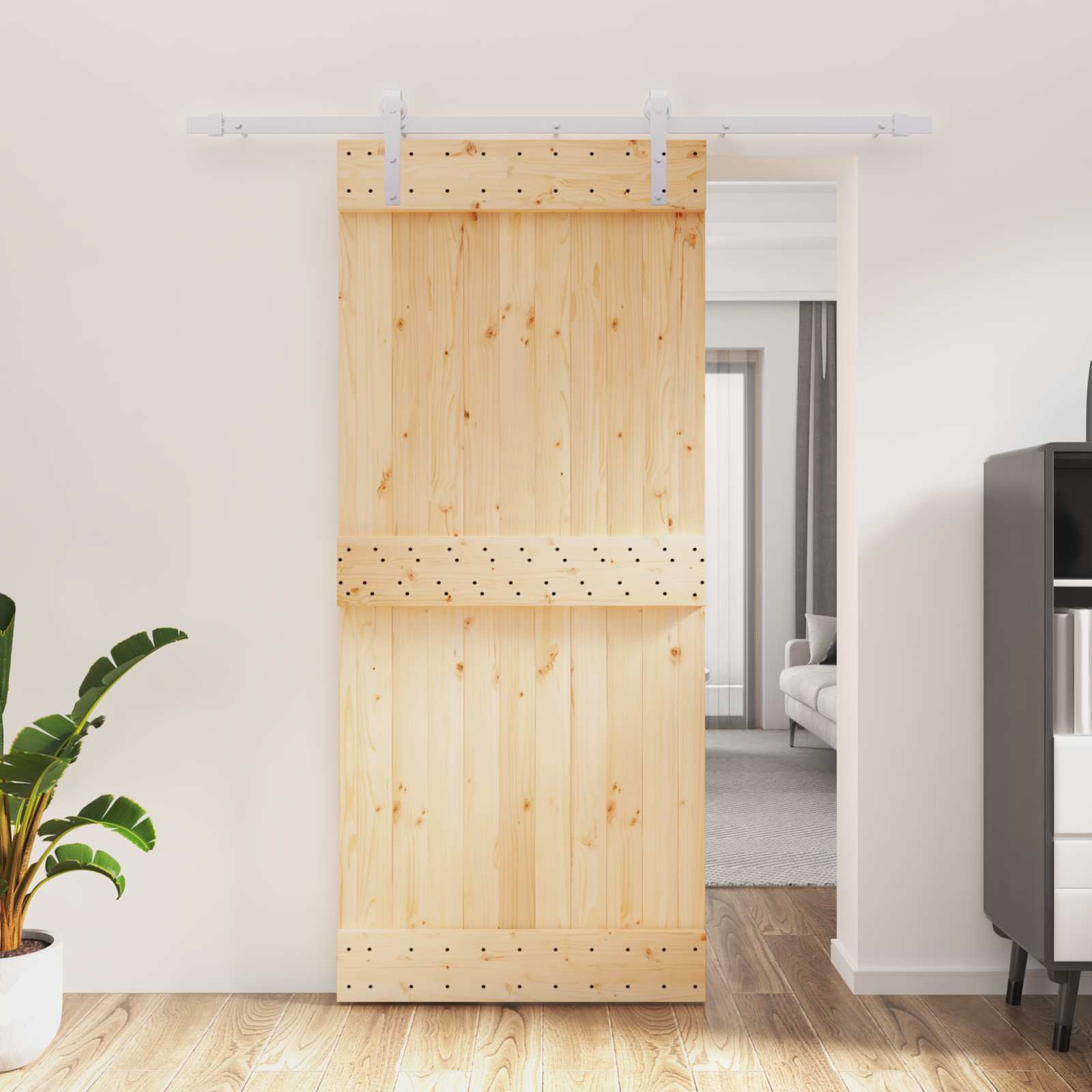 Sliding Door Natural Wood Finish 90x210cm