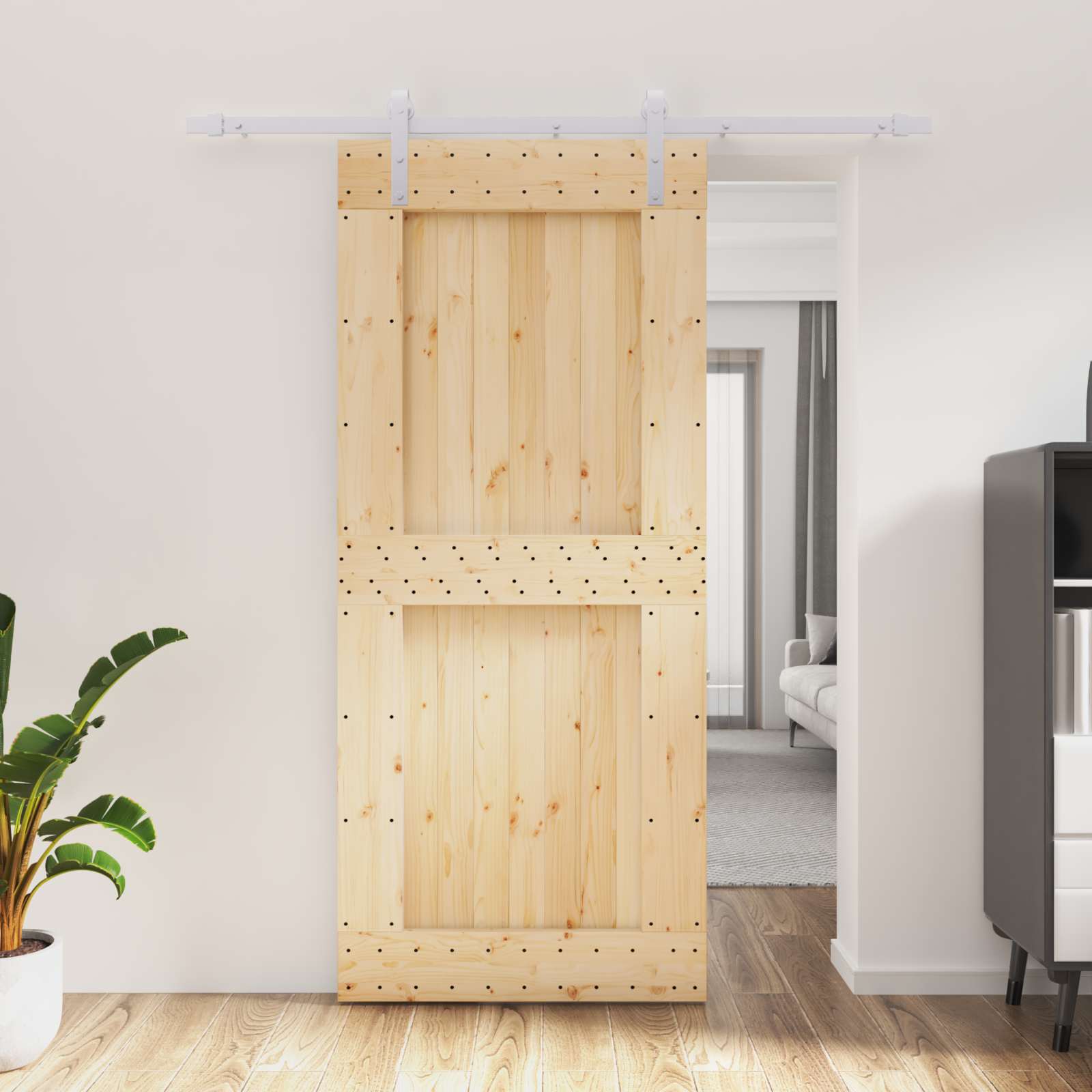 Sliding Door Natural Wood Compact 90x210cm