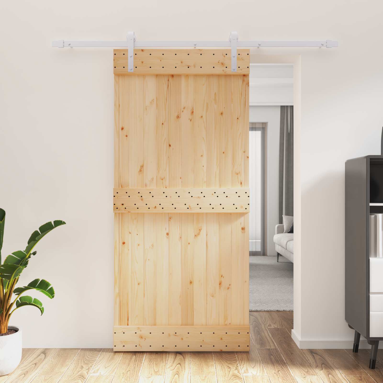 Sliding Door Natural Wood Finish 95x210cm