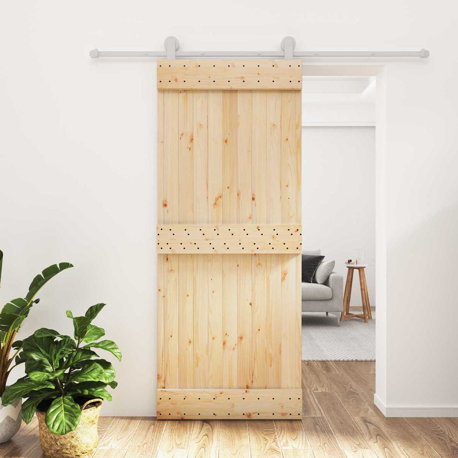 Sliding Door Natural Solid Wood 85x210cm