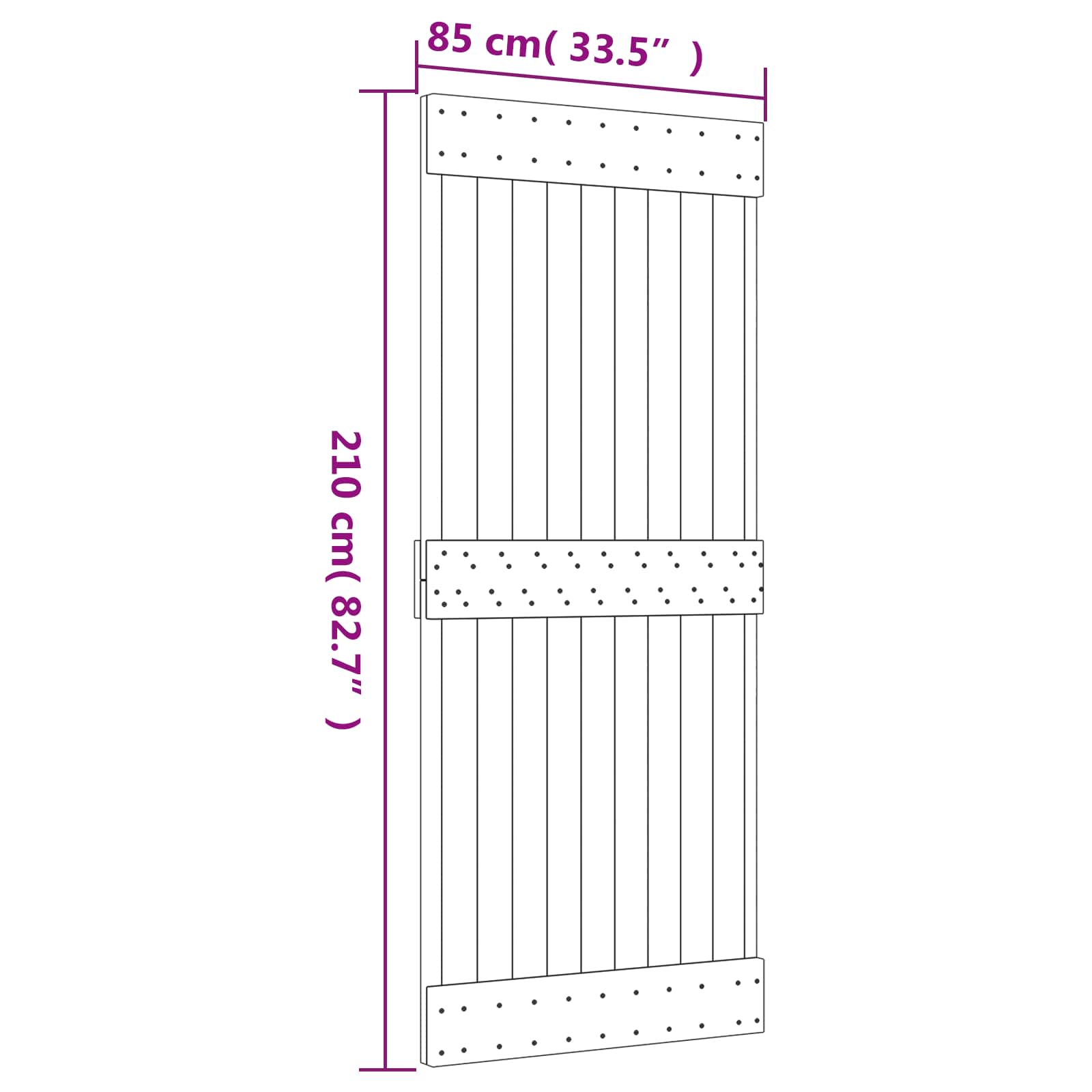 Sliding Door Natural Solid Wood 85x210cm