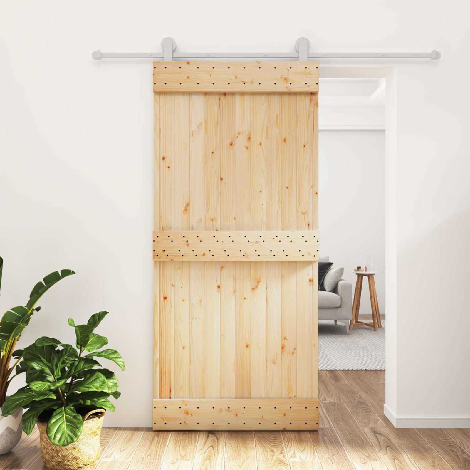 Sliding Door Natural Solid Pine 95x210cm
