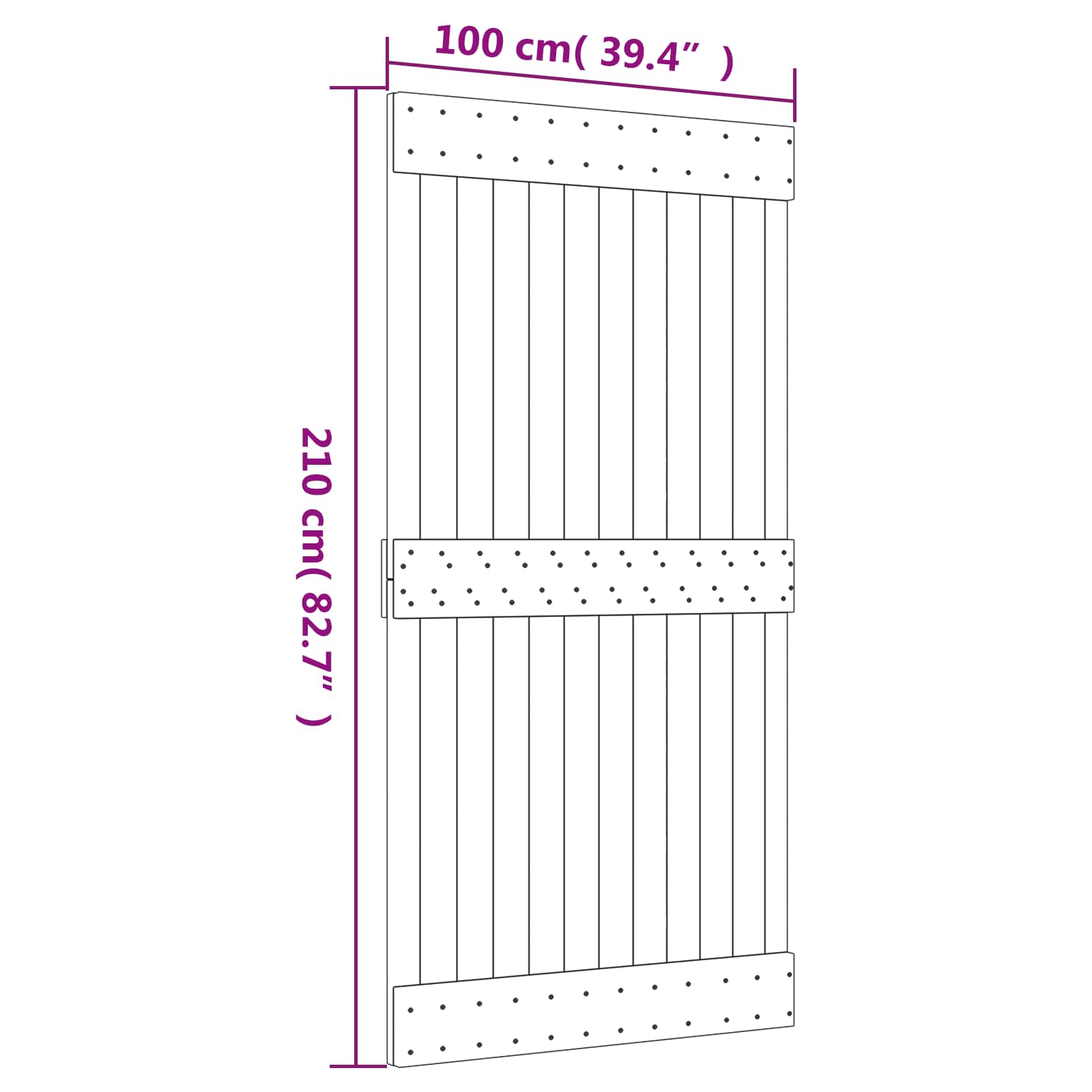 Sliding Door Natural Solid Pine 100x210cm