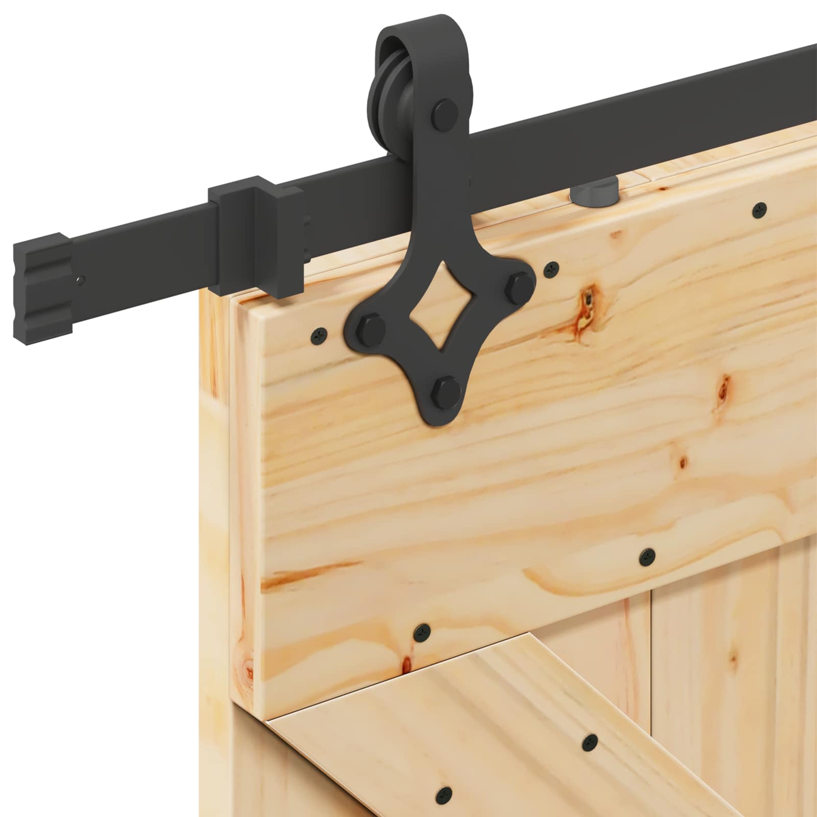 Sliding Door Pine Black Steel 80x210cm | Simpledeals