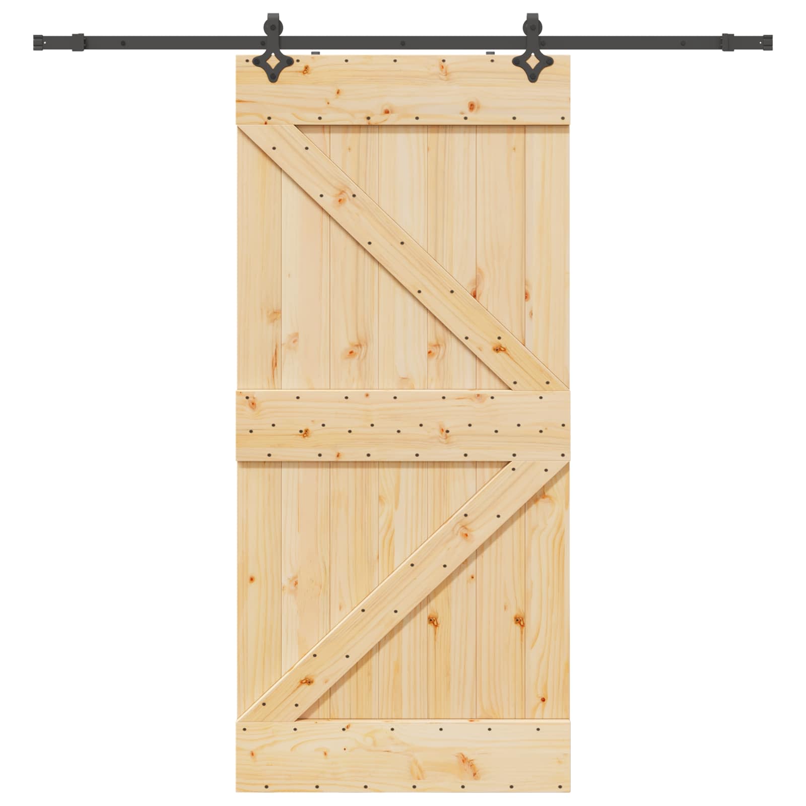 Sliding Door Pine Black Steel 80x210cm | Simpledeals
