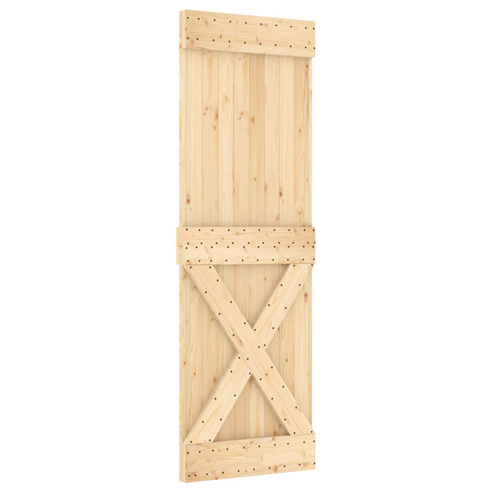 Sliding Door Pine Wood Black Steel 70x210cm | Simpledeals