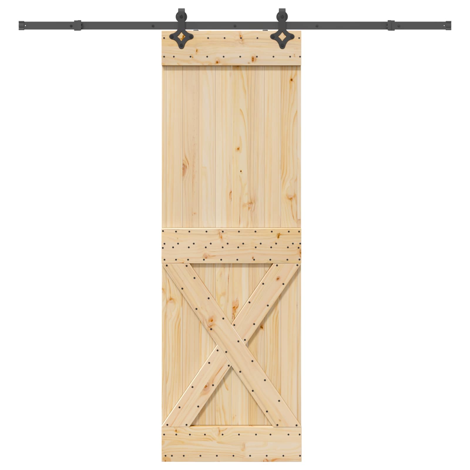 Sliding Door Pine Wood Black Steel 70x210cm | Simpledeals