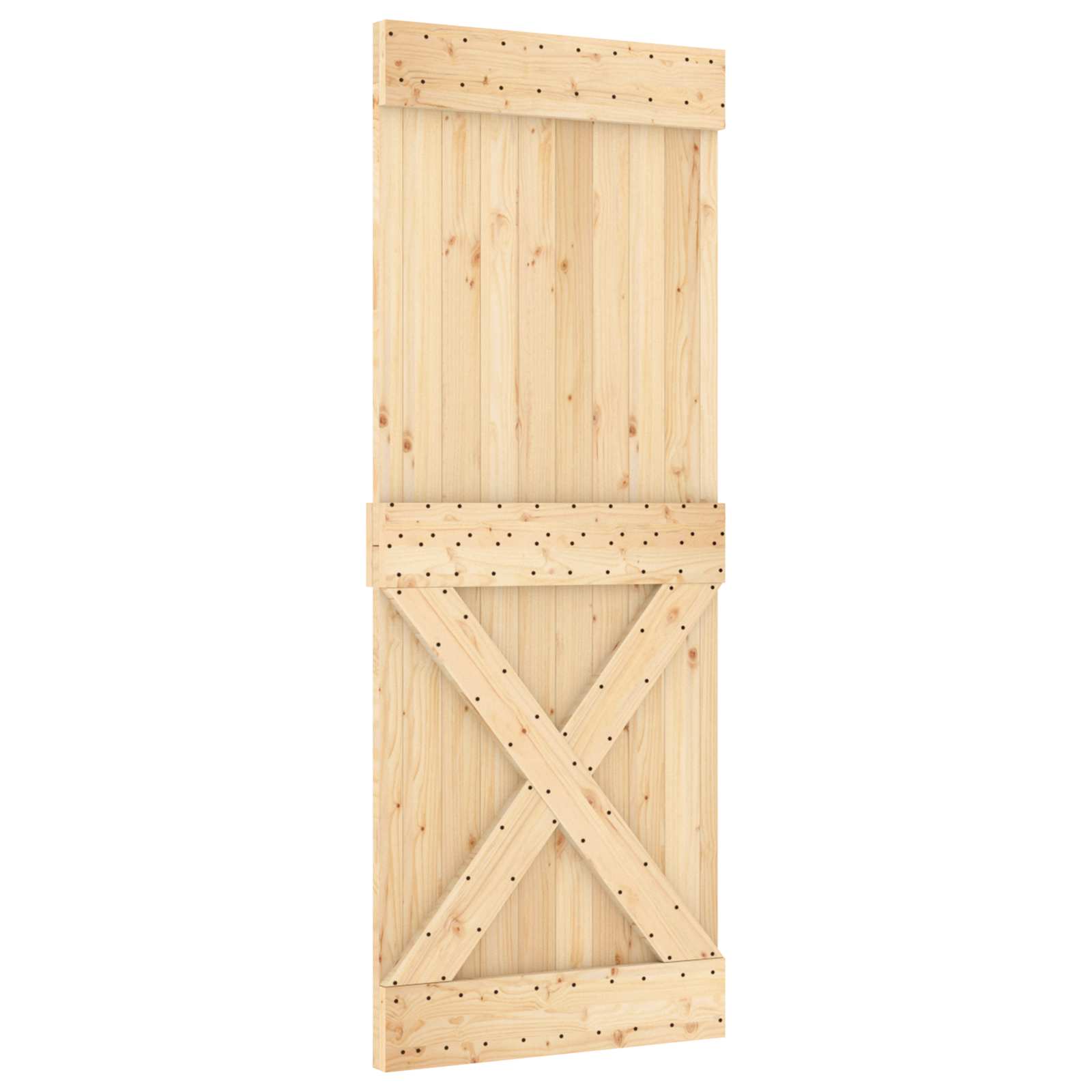 Sliding Door Pine Wood 80x210cm Natural Black | Simpledeals