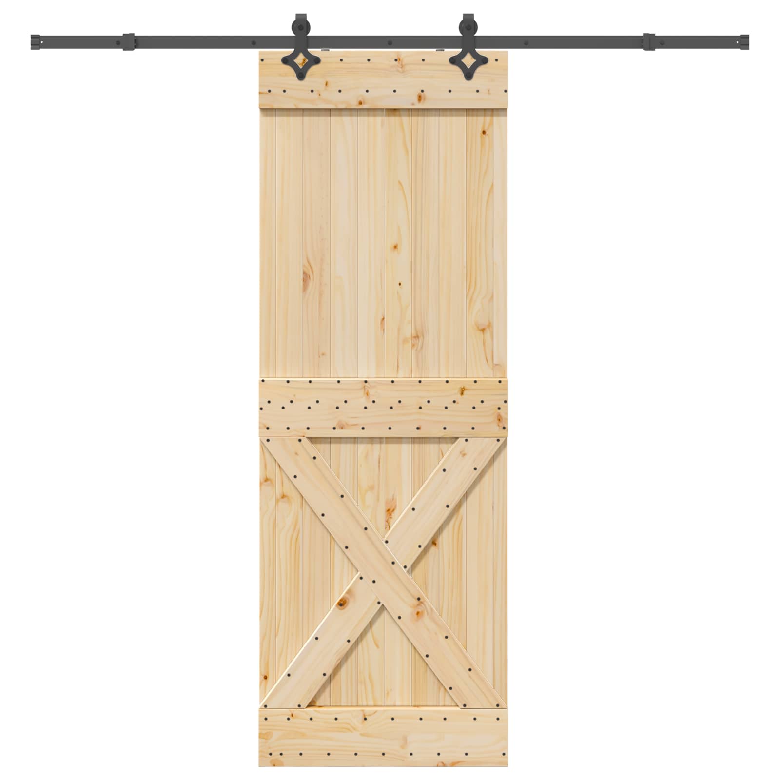 Sliding Door Pine Wood 80x210cm Natural Black | Simpledeals