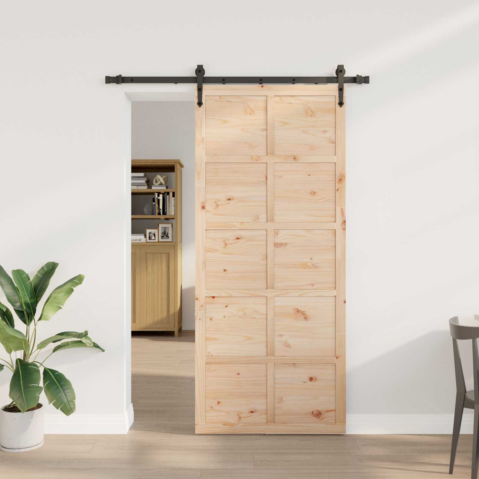 Sliding Door Solid Pine Wood 80x208cm | Simpledeals