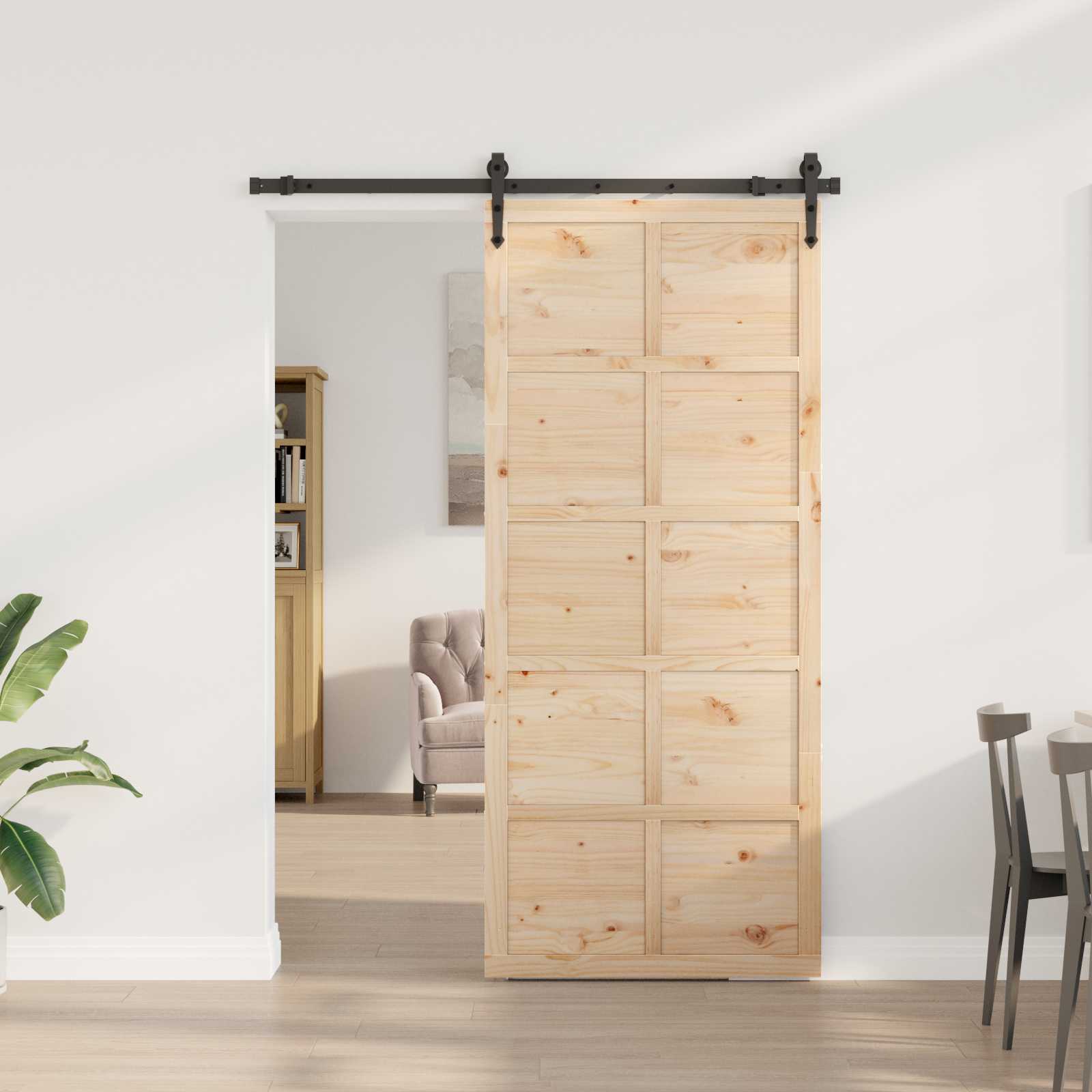 Sliding Door Solid Pine Wood 80x208cm | Simpledeals