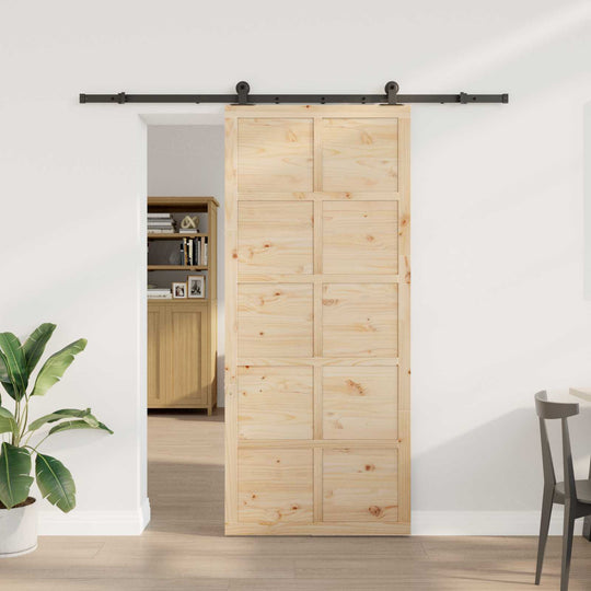 Sliding Door Solid Pine Wood 100x208cm - Hardware > Building Materials > Doors