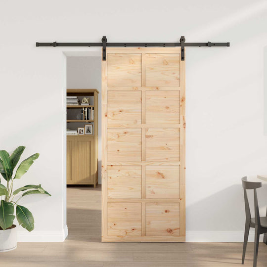 Sliding Door Solid Pine Wood 100x208cm - Hardware > Building Materials > Doors > Home Doors