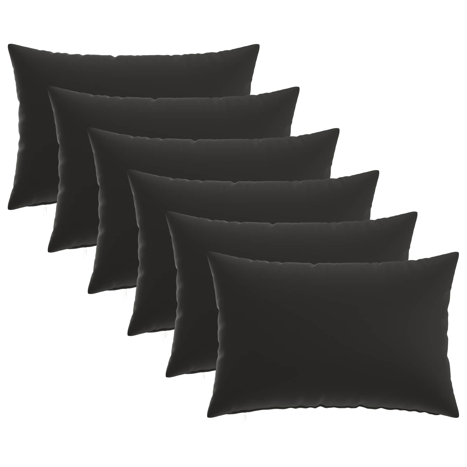 Outdoor Cushion Black Polyester Set 30x50cm