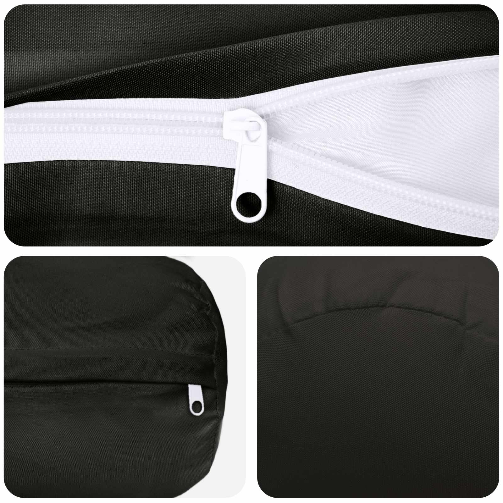 Outdoor Cushion Black Polyester 15x40cm