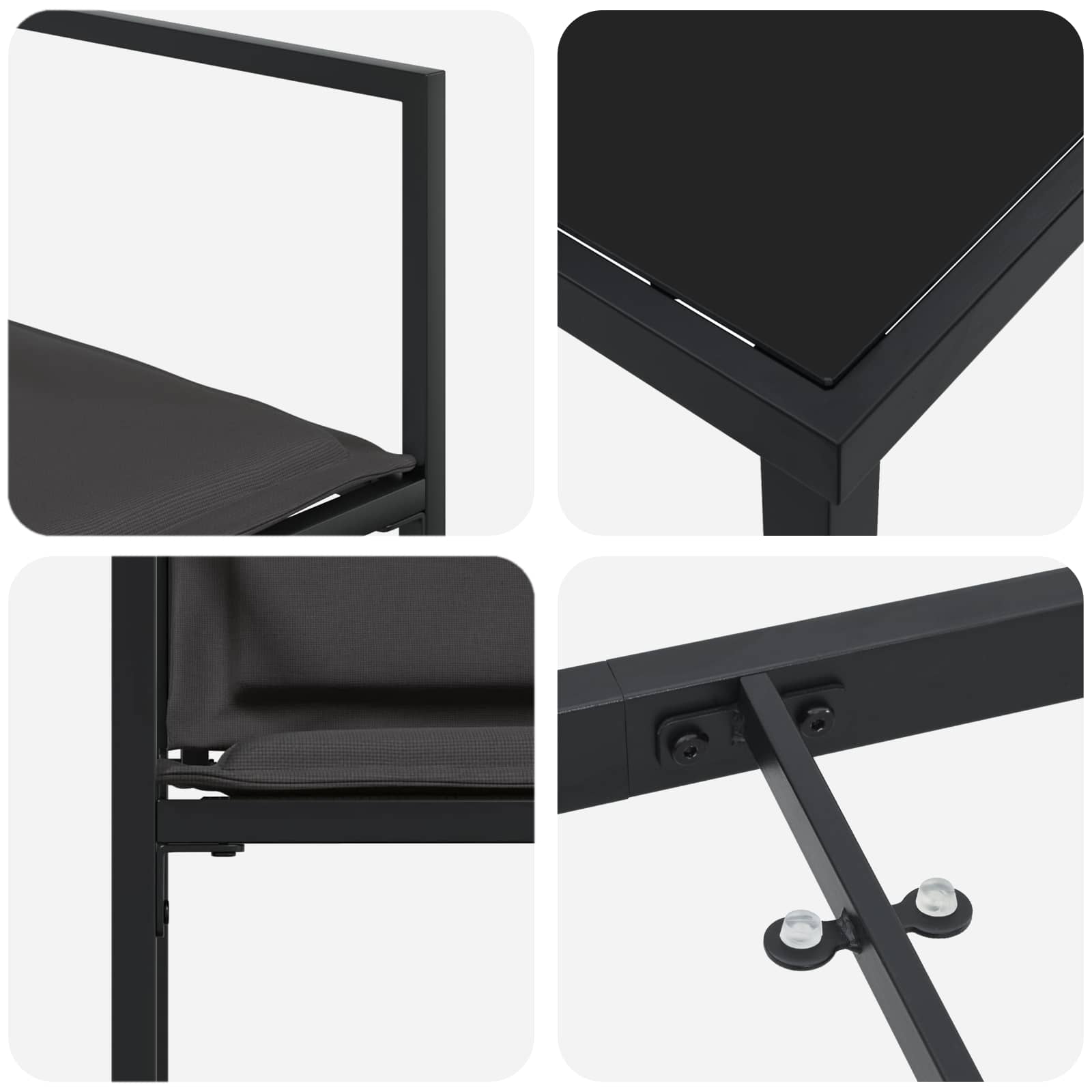 5-Piece Outdoor Dining Set Black Grey | Simpledeals