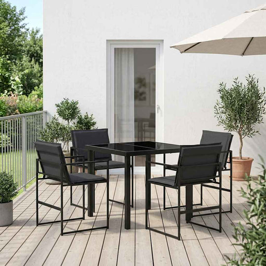 5-Piece Outdoor Dining Set Black Grey - Furniture > Outdoor Furniture > Outdoor Seating > Outdoor Chairs