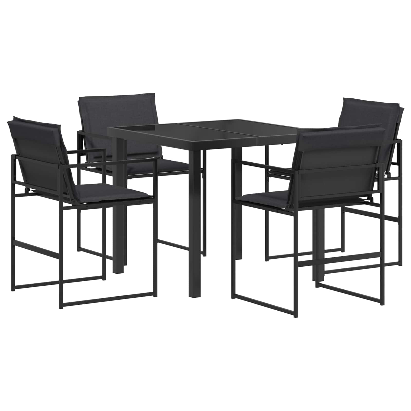 5-Piece Outdoor Dining Set Black Grey | Simpledeals