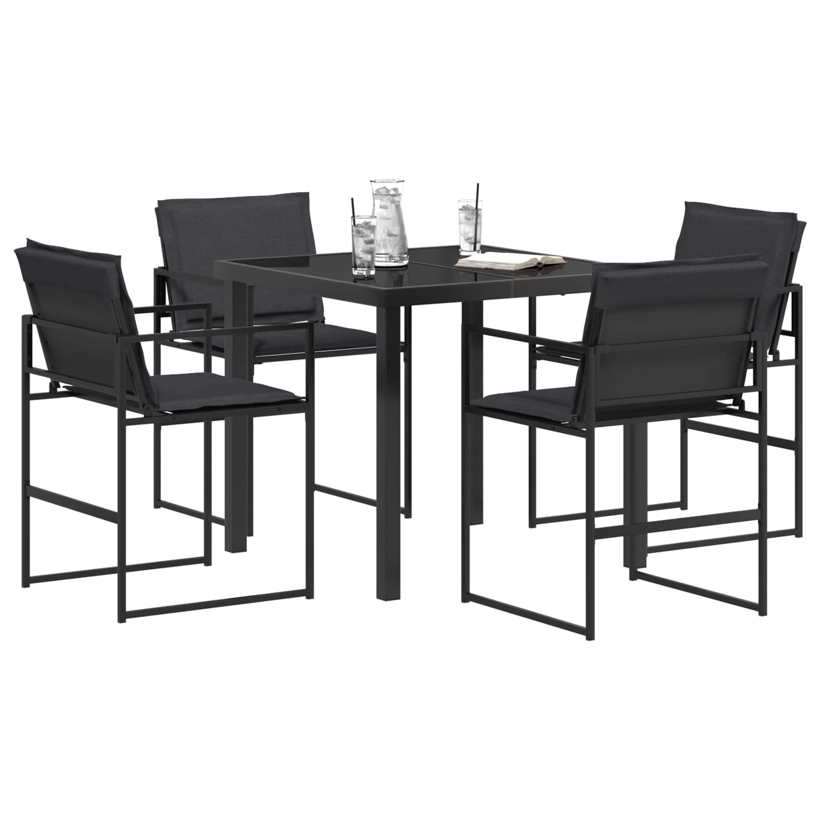 5-Piece Outdoor Dining Set Black Grey | Simpledeals