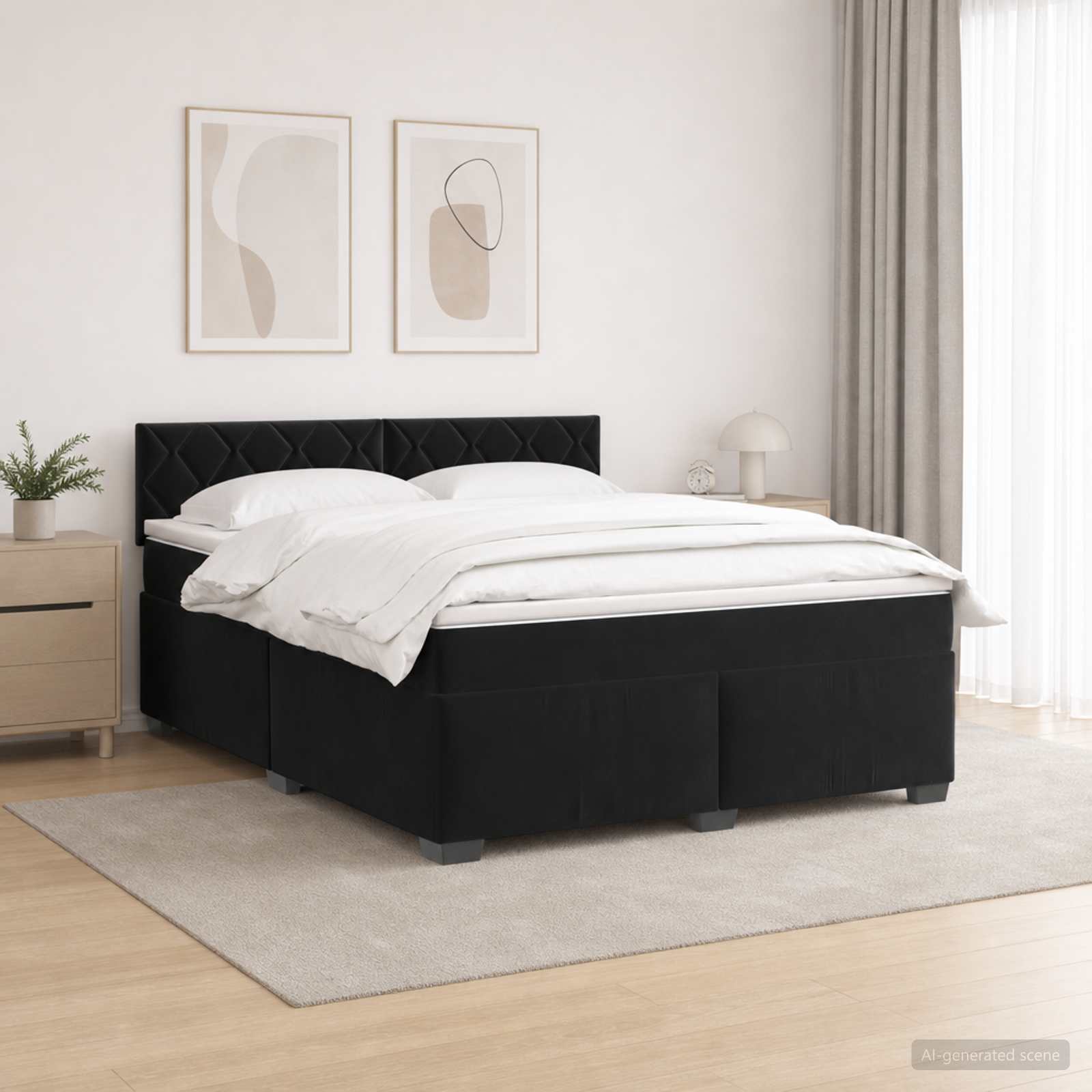 Double Velvet Bed Frame 190 cm x 144 cm x 88 cm
