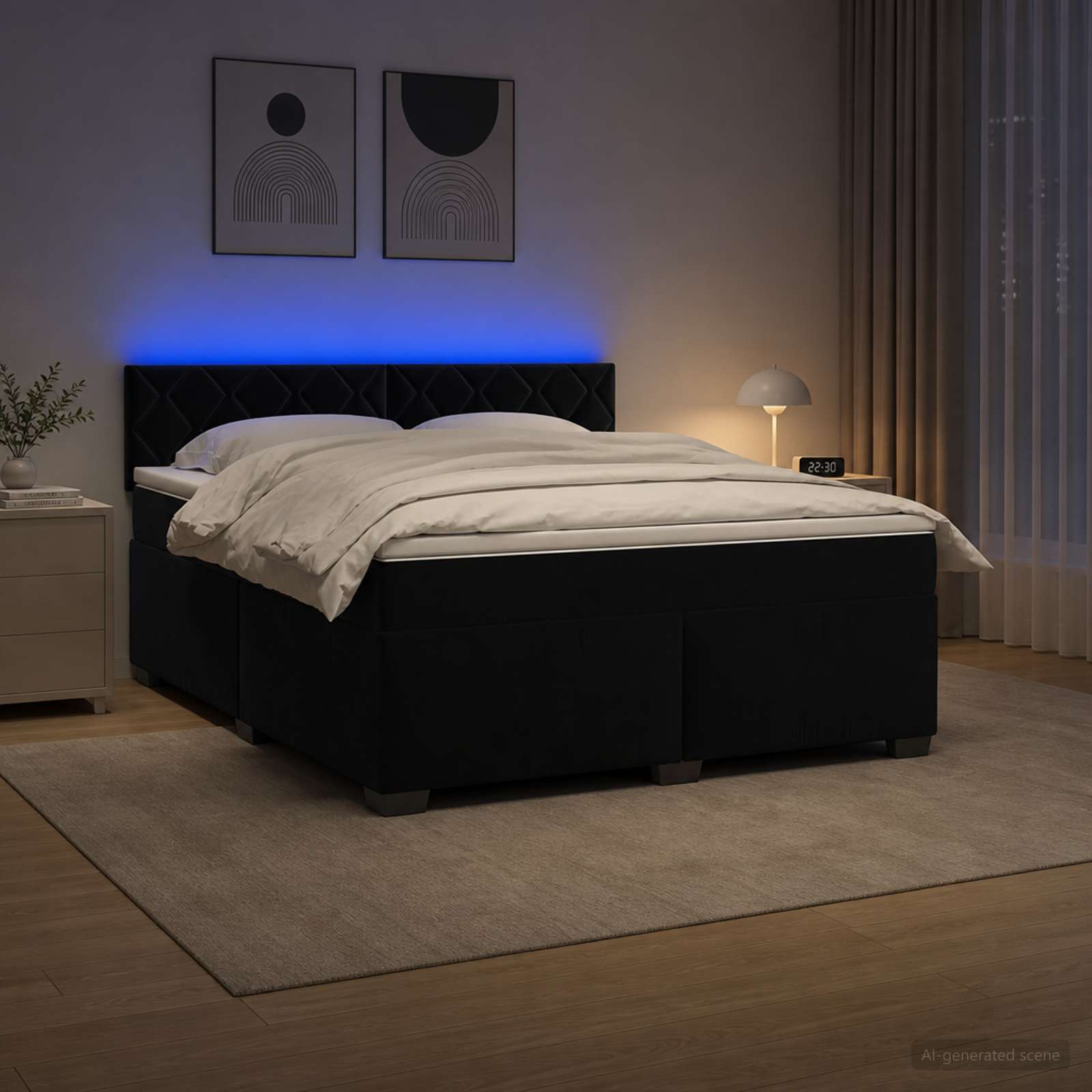 Double Velvet Bed Frame 190 cm x 144 cm x 88 cm