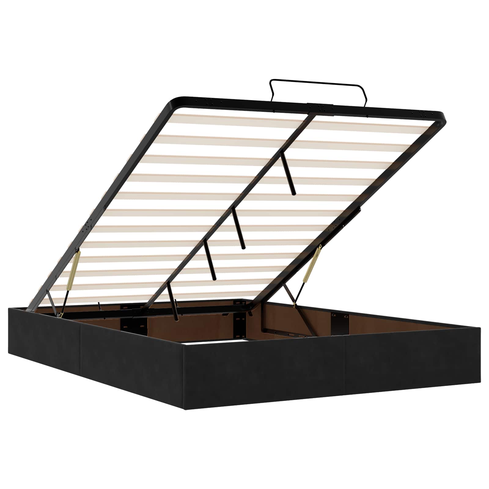 Ottoman Bed Black Velvet 193 cm x 144 cm x 88 cm