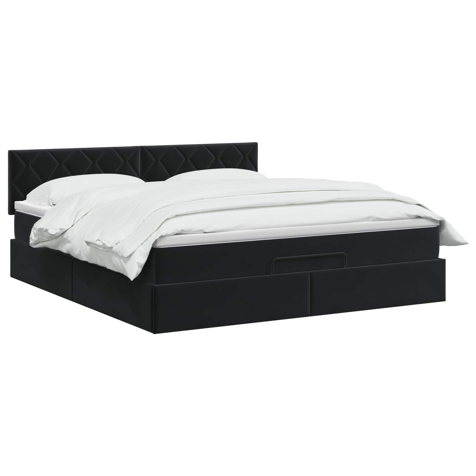 Ottoman Bed Black Velvet 193 cm x 144 cm x 88 cm