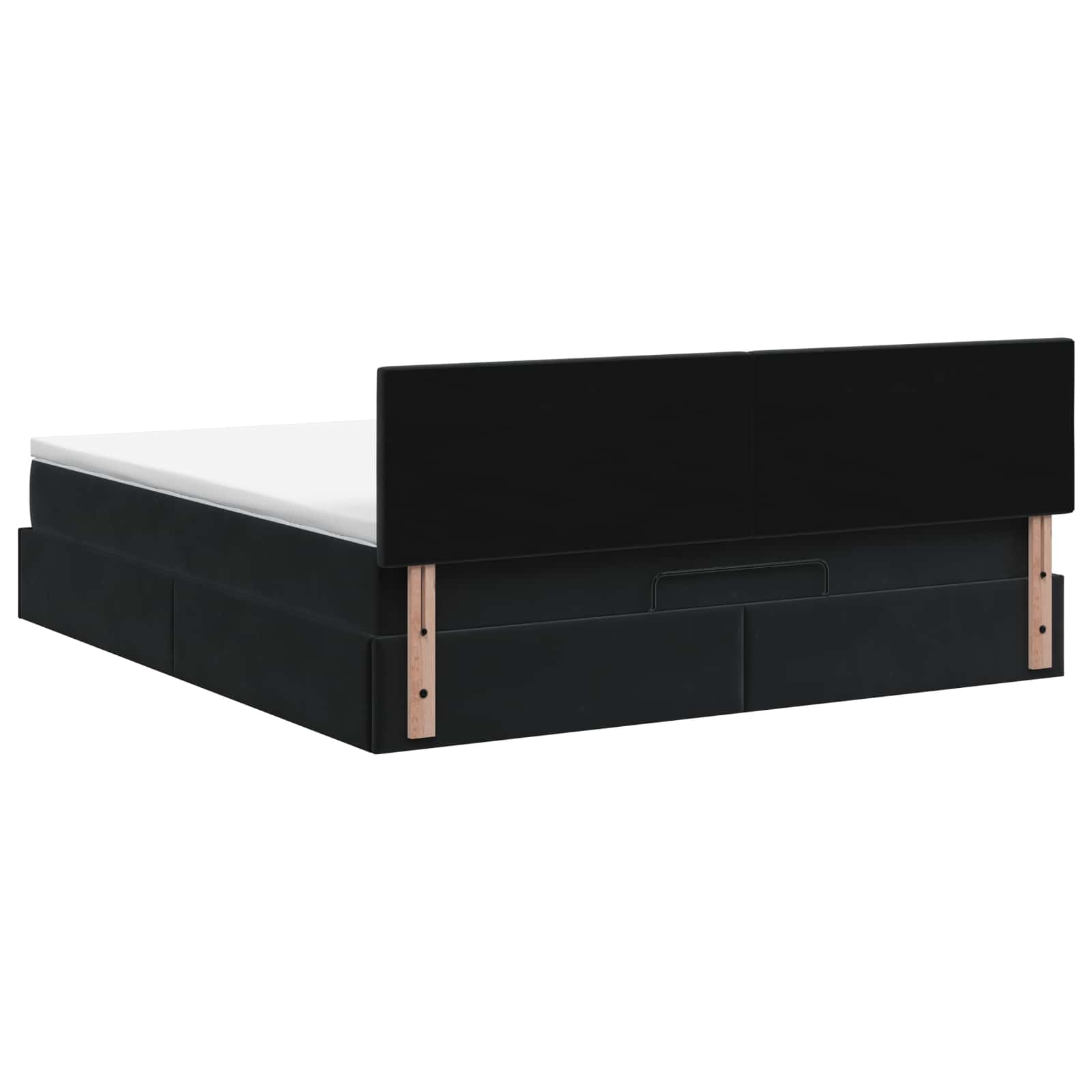 Double Ottoman Bed Black Velvet 193 cm x 144 cm x 88 cm