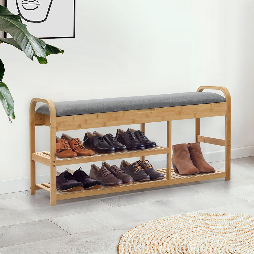 Bamboo Shoe Rack Bench Seat 82.5x30x6cm