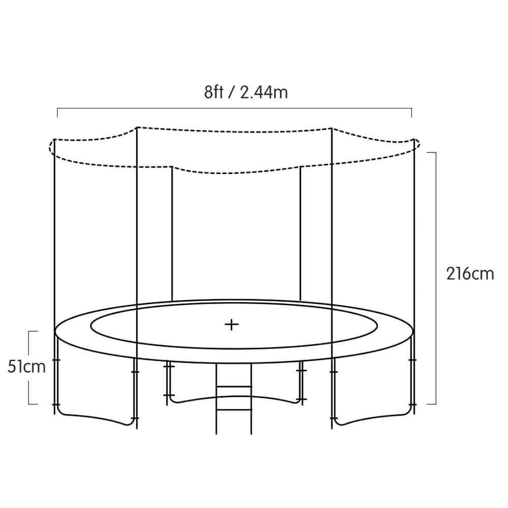 8ft Green Blizzard Trampoline with Basketball Set Outdoor Fun