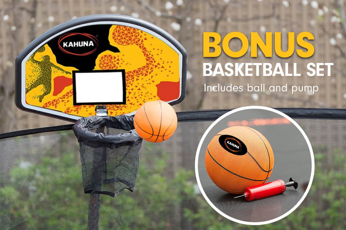 8ft Outdoor Trampoline with Basketball Hoop Purple Backyard Fun Fitness