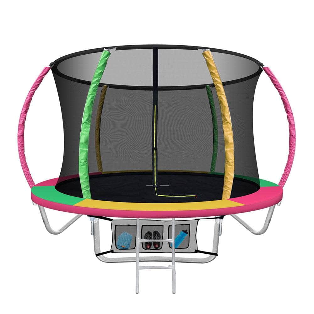 8FT Trampoline Round Trampolines Kids Multi-coloured