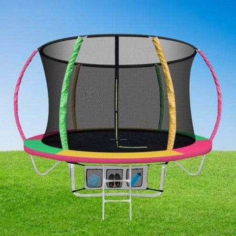 8FT Trampoline Round Trampolines Kids Multi-coloured