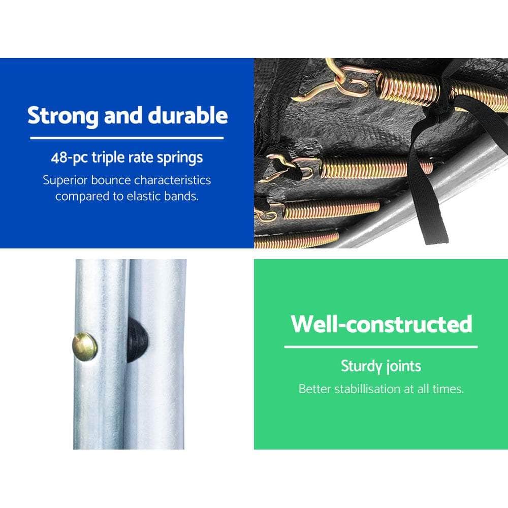 8FT Trampoline Round Trampolines Kids Present Gift Enclosure Safety Net Pad Outdoor Orange