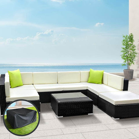 8PC Sofa Set with Storage Cover Outdoor Furniture Wicker