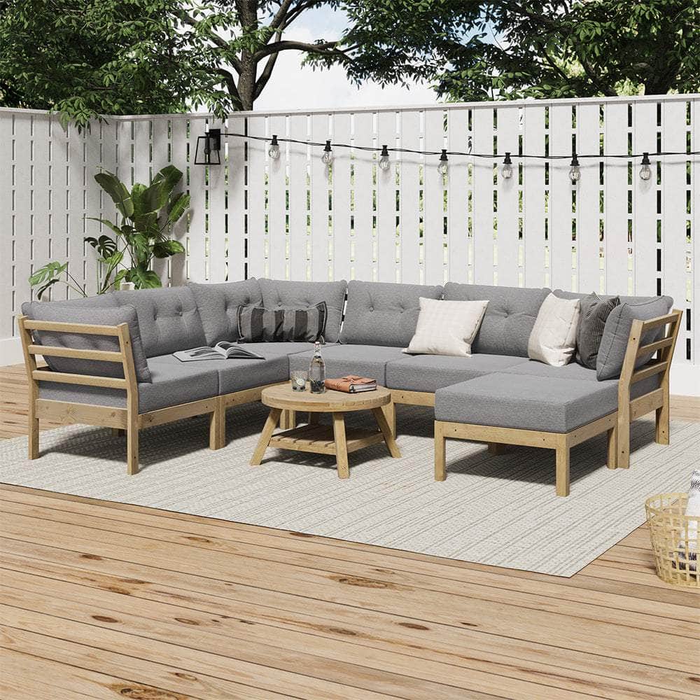 8PCS & 9PC Outdoor Sofa Set Lounge Setting Table Chair - Grey
