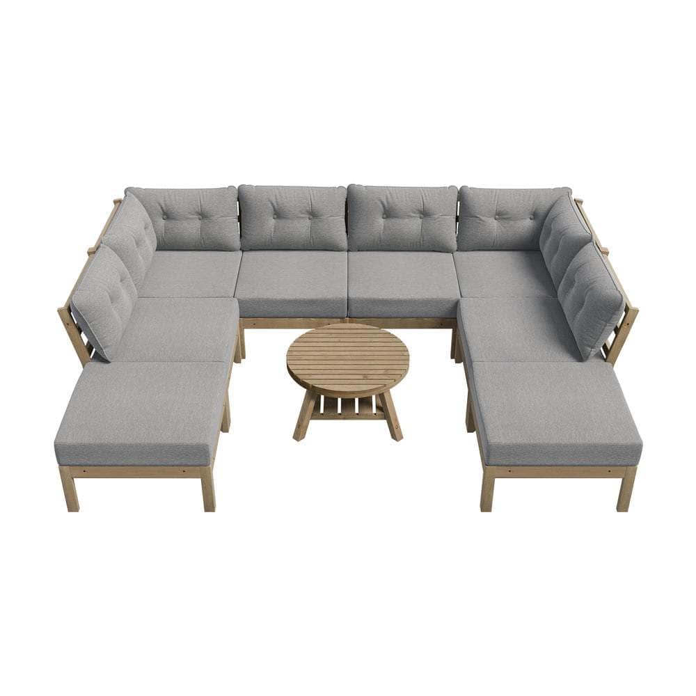 8PCS & 9PC Outdoor Sofa Set Lounge Setting Table Chair - Grey