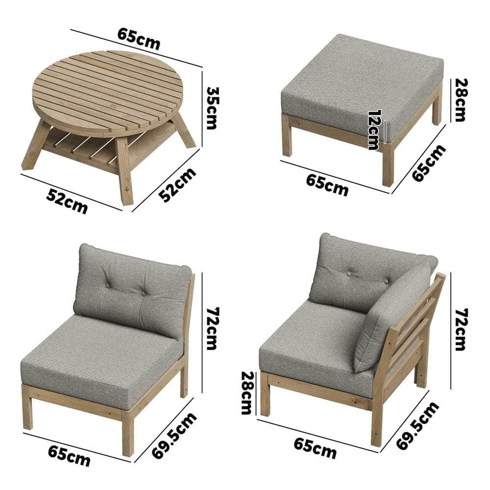 8PCS & 9PCS Outdoor Sofa Set Lounge Patio Furniture Beige Garden Seating Set