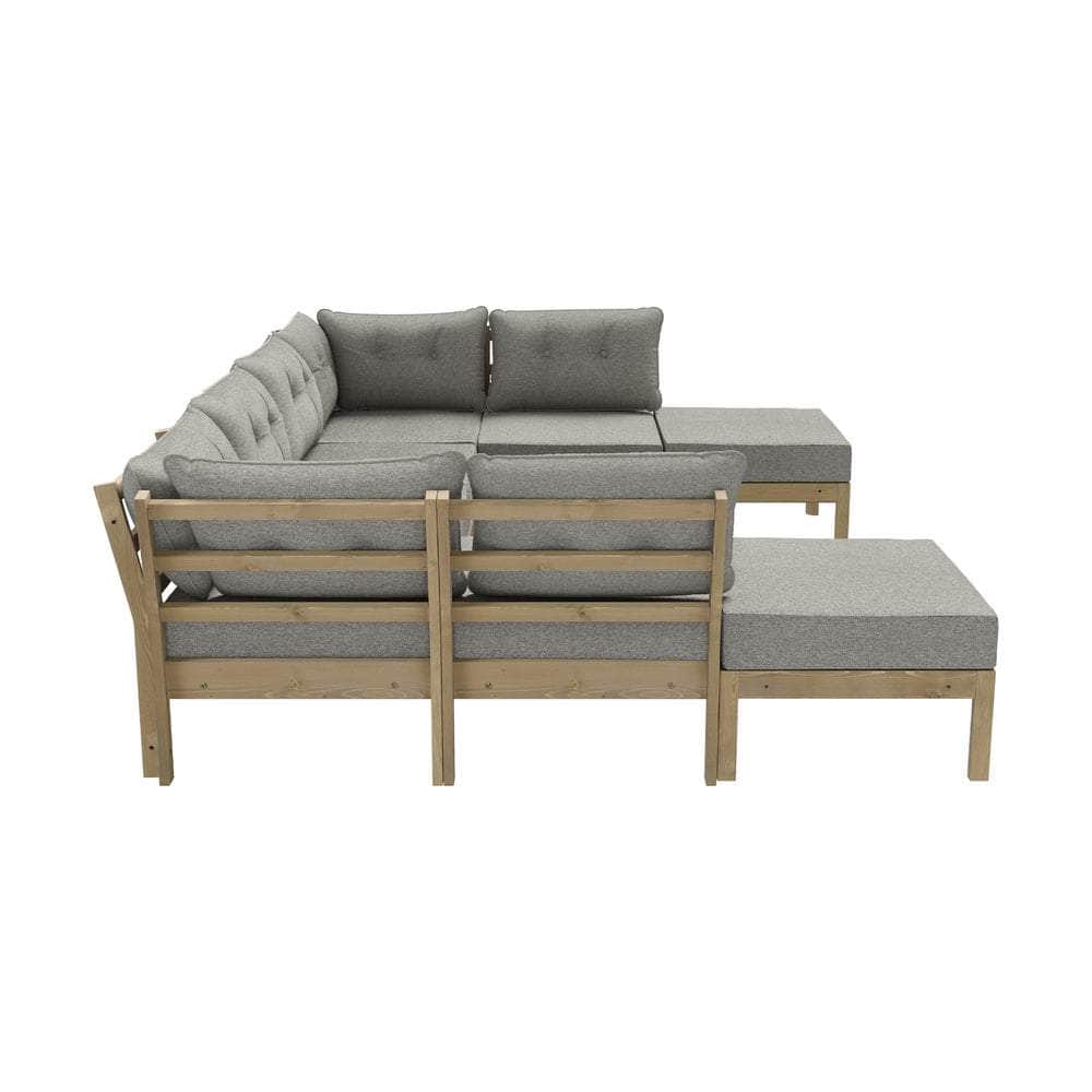 8PCS & 9PCS Outdoor Sofa Set Lounge Patio Furniture Beige Garden Seating Set