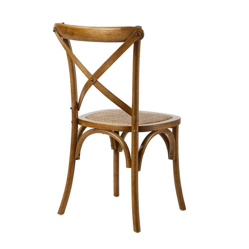 8Pcs - 8PCS Crossback Wooden Dining Chair Rattan Seat Walnut
